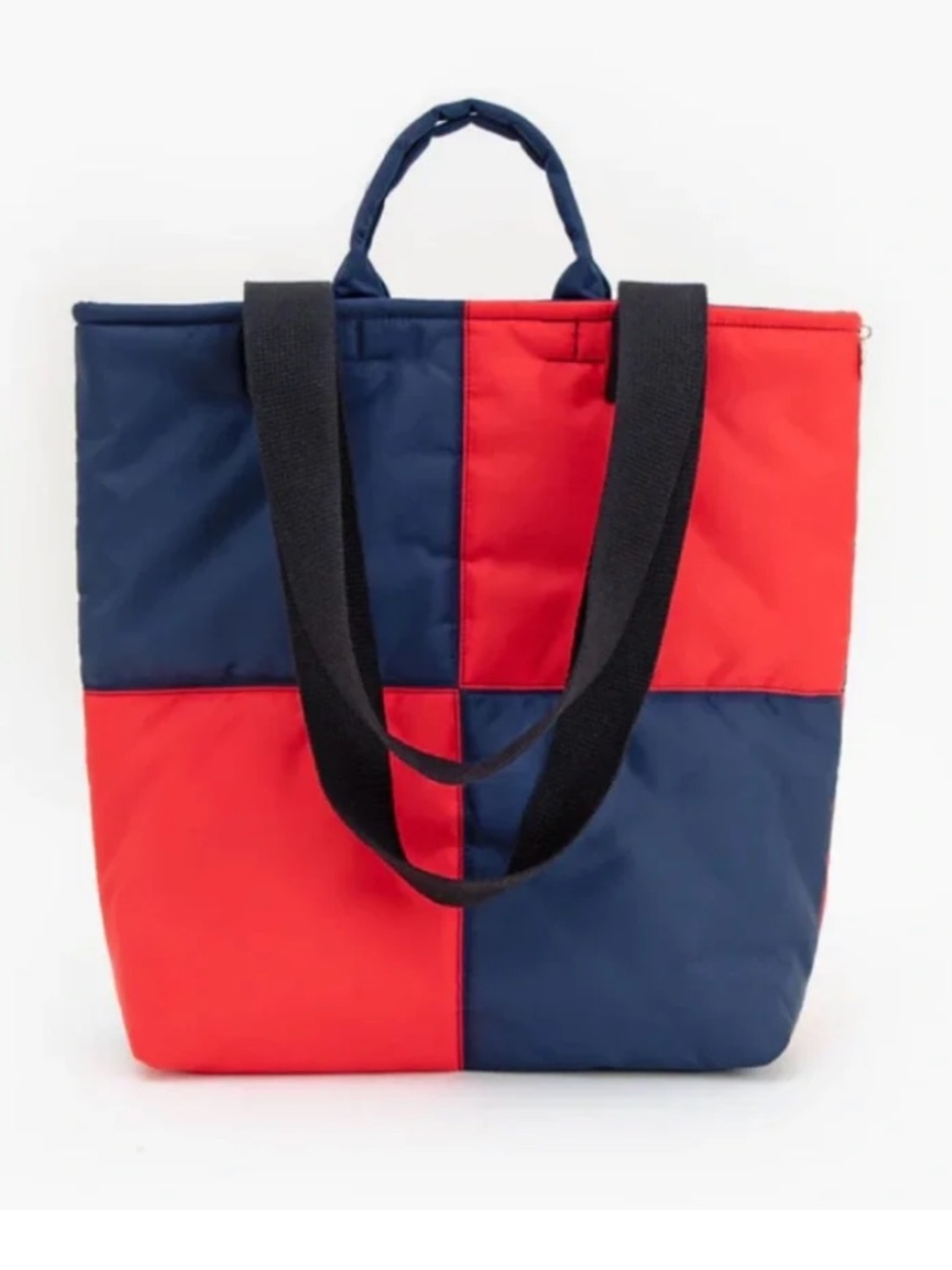 CLARE V Colorblock Navy and Red Tote Bag